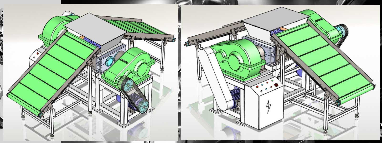 越都雙軸撕碎機(jī) 帶輸送線圖 越都雙軸撕碎機(jī) 帶輸送線圖